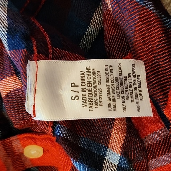 Aeropostale SM Red/Black Plaid Button Down Flannel Shirt - Picture 10 of 12